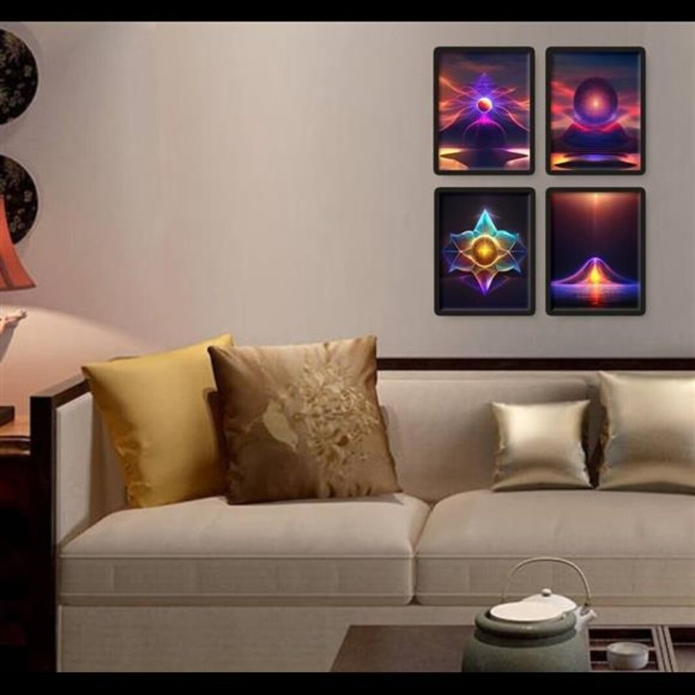 New Age Abstract Colorful Wall Art Patent Art Print Set of 4
